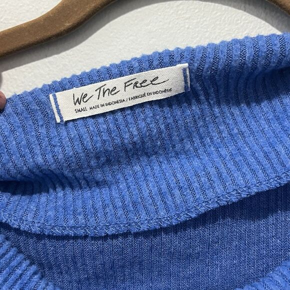 We the Free People Main Squeeze Hacci Top Women’s Small Blue Slouchy Oversized - Picture 3 of 7